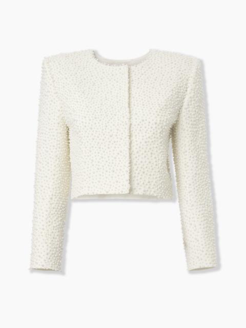 Pearl-Embroidered Cropped Jacket
