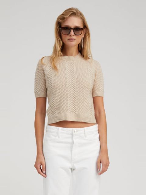 OAT CASHMERE CABLE KNIT RAGLAN SWEATER