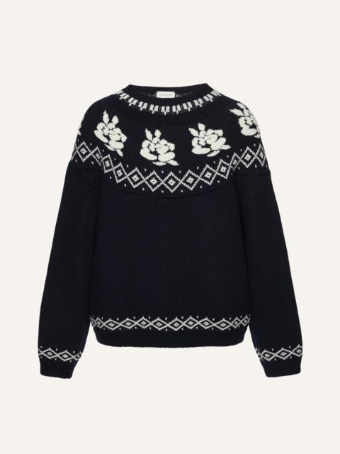 Fair Isle rose sweater in navy