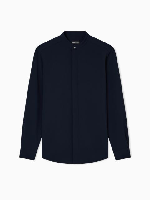 ICON GURU-COLLAR SHIRT IN 3D PIQUÉ-EFFECT JERSEY CRÊPE