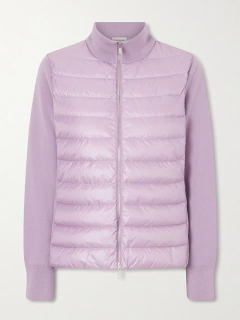Appliquéd Wool And Quilted Shell Down Cardigan