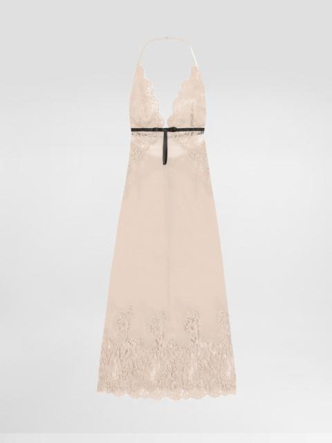 Georgette slip dress with lace details