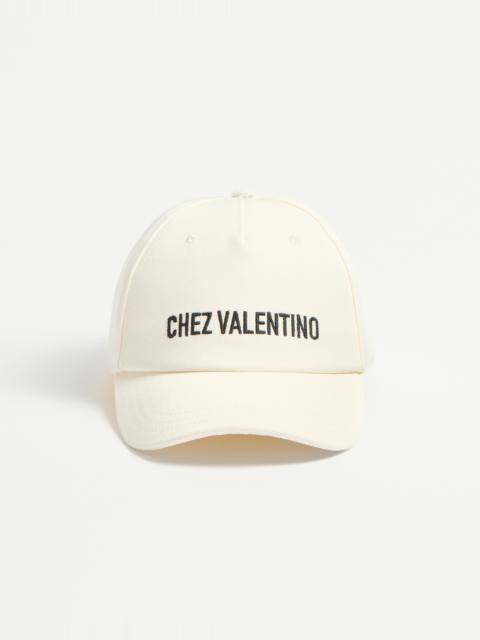 CHEZ VALENTINO COTTON BASEBALL CAP WITH EMBROIDERY