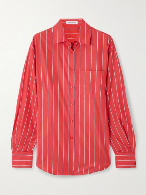 Lui striped cotton-poplin shirt Red