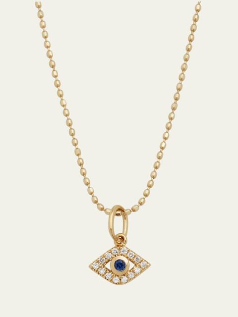 14k Gold Tiny Evil Eye Charm Necklace