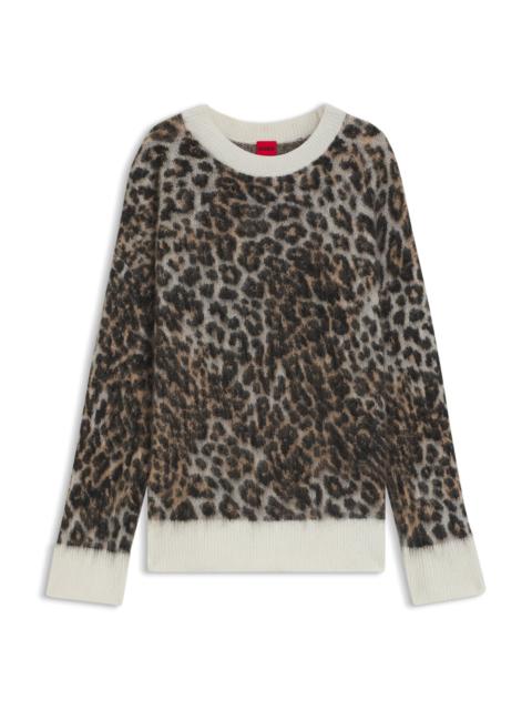 LOOSE-FIT KNITTED SWEATER WITH LEOPARD JACQUARD