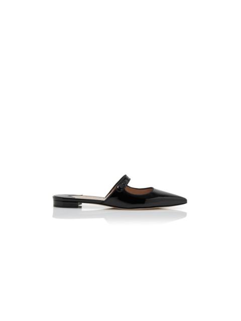 Black Patent Leather Mary Jane Flat Mules