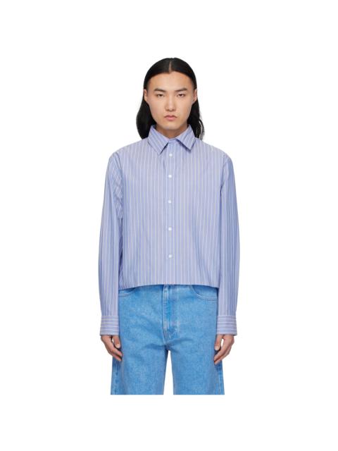 Blue & Off-White Poplin Stripe Long Sleeve Shirt