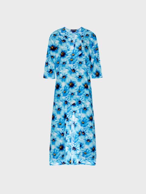 WOMEN COTTON VOILE KAFTAN POPPIES