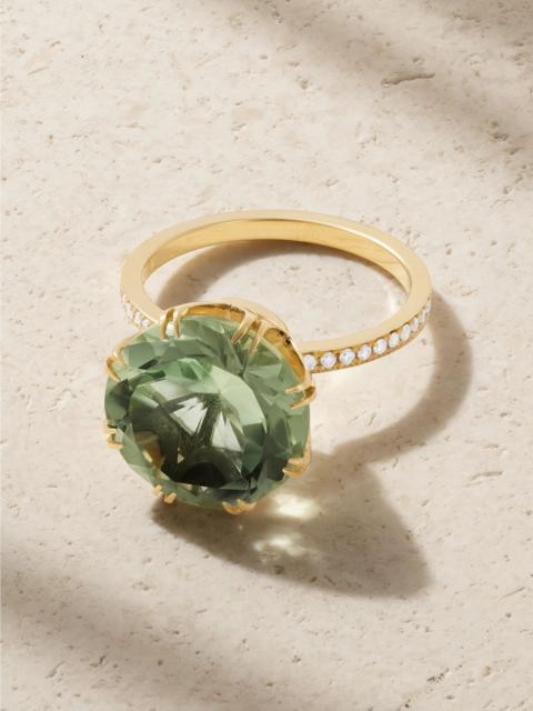 Solitaire Crown 18-karat gold, amethyst and diamond ring Gold