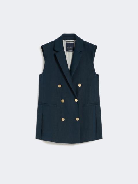 Linen basketweave gilet - MIDNIGHTBLUE