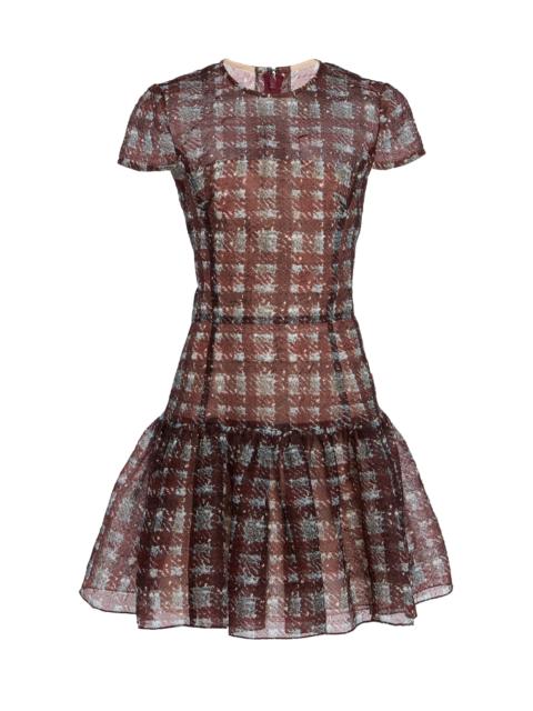Textured Tartan Silk-Blend Mini Dress multi