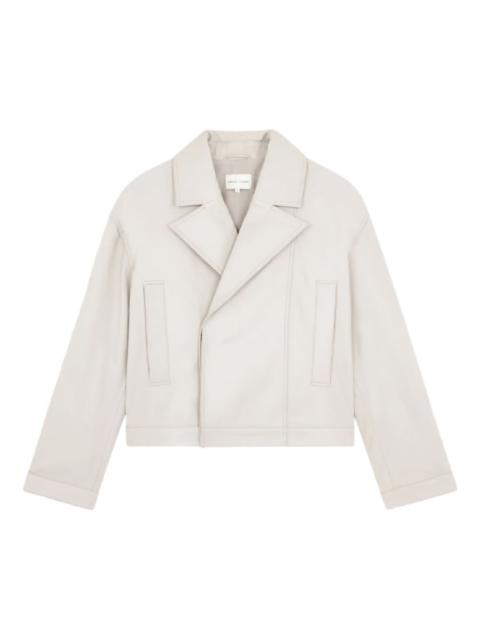 Kaipan wide-lapels leather jacket