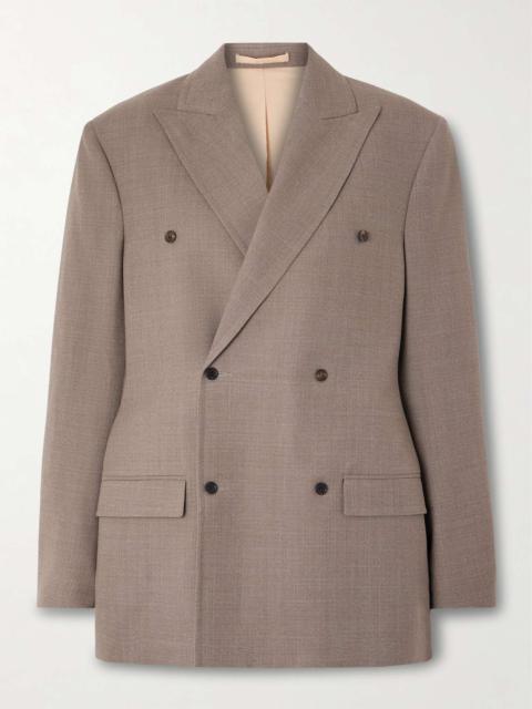Double-breasted wool blazer Beige