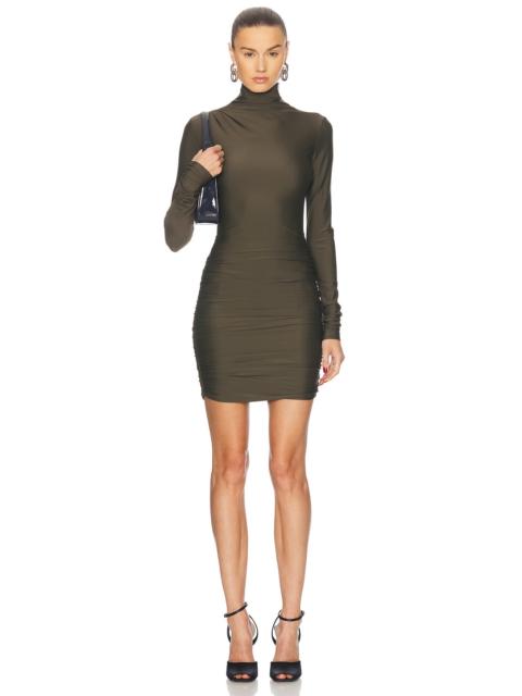 Oleandra Turtleneck Draped Mini Dress