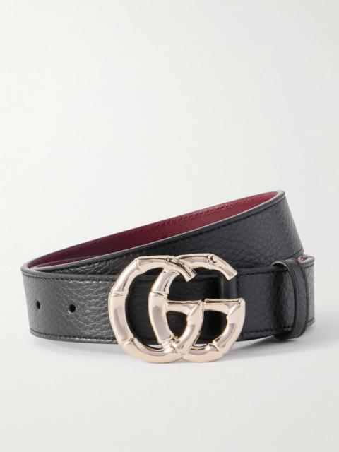 Textured-leather belt Black