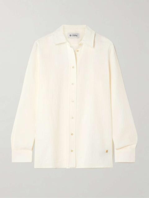 Constance embellished cotton-gauze shirt Ivory