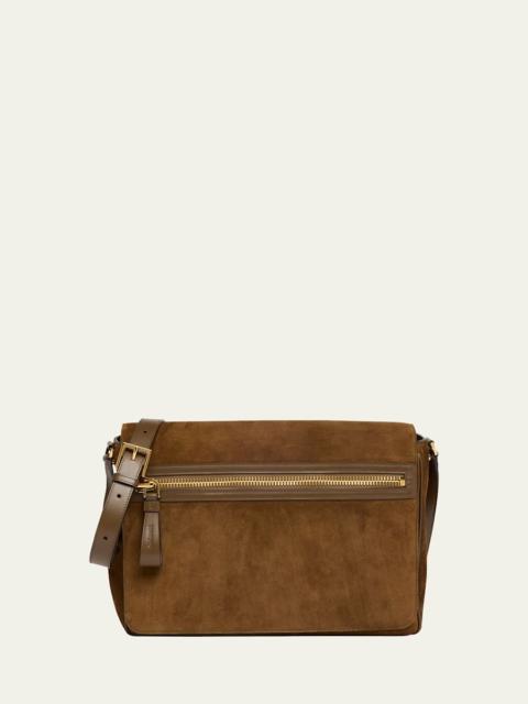 Men's Buckley Suede Large Flap Messenger Bag