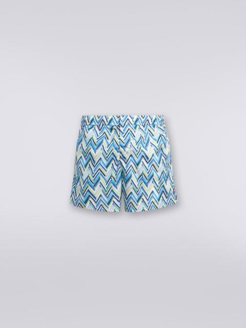 Swimming trunks with brushstroke effect zigzag print