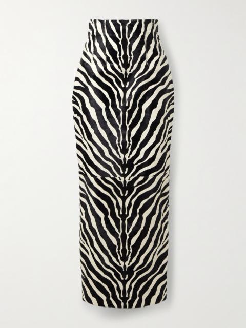 Loxley Zebra-print Calf Hair Midi Skirt
