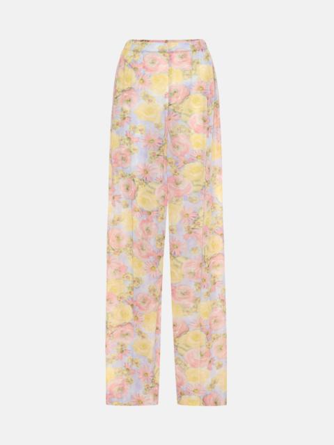 Floral jersey wide leg pants