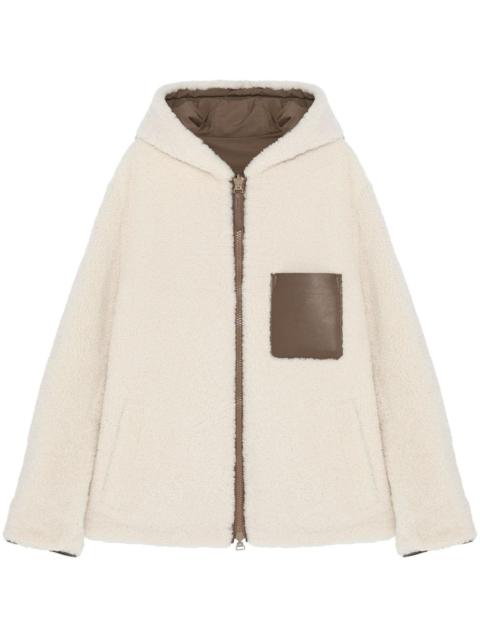 reversible shearling hooded jacket