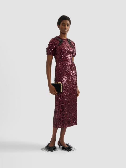EMBELLISHED SEQUIN MIDI DRESS