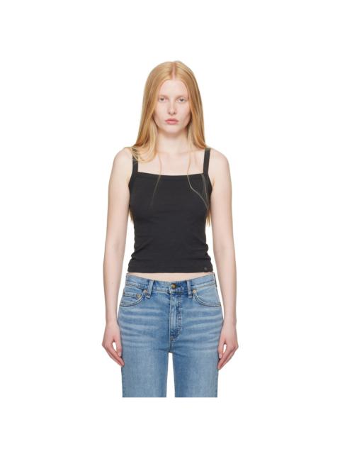 Black 'The Slub Square Neck' Tank Top