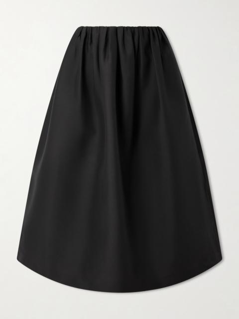Gathered Wool And Silk-blend Midi Skirt
