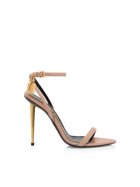 SHINY LEATHER PADLOCK POINTY NAKED SANDAL