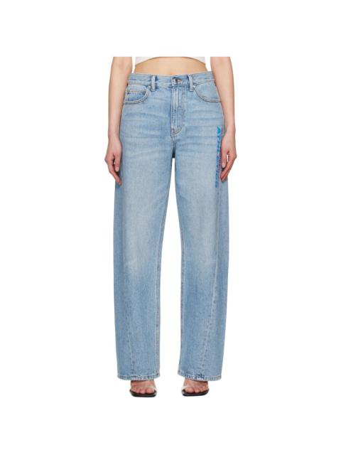 Indigo Logo Mesh Back Balloon Jeans