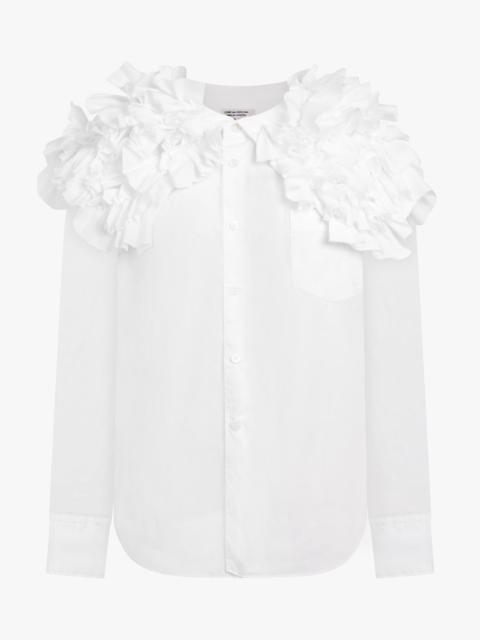 RUFFLE WIDE COLLAR SHIRT | WHITE