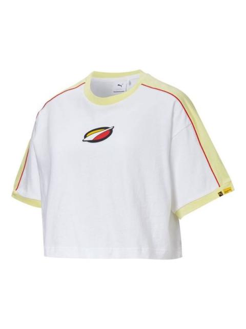 (WMNS) PUMA x Rdet Tee Multicolor Splicing Round Neck Short Sleeve White 598074-02