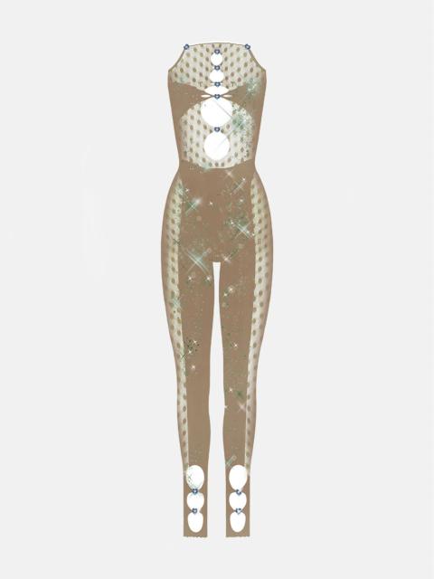 RHINESTONED JANICE JUMPSUIT TRUFFLE