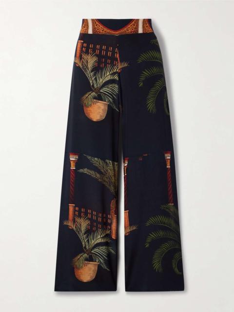 Mystic silk crepe de chine wide-leg pants Black