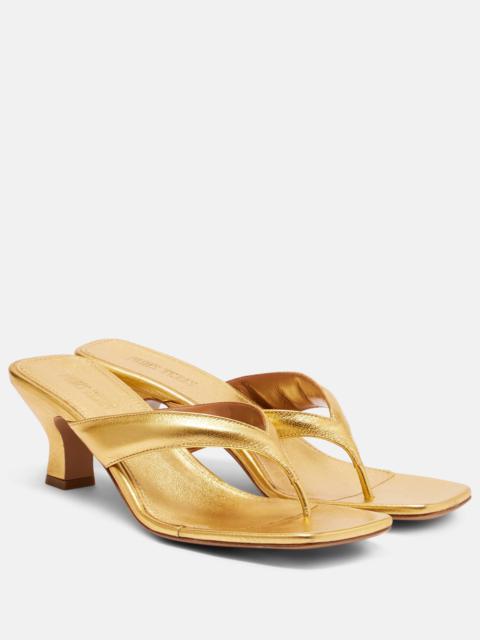 Portofino metallic leather thong sandals