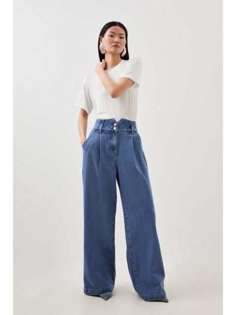 Petite Denim Wide Leg Trousers