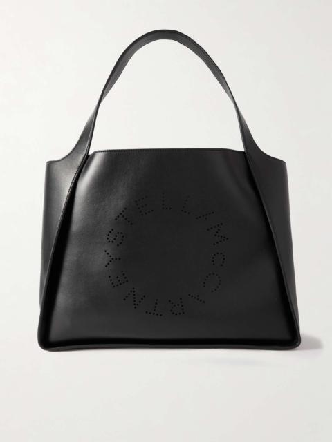 Medium perforated vegetarian leather tote Black