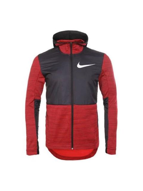 Nike Dri-FIT Basketball Sports Splicing Fleece Lined Knit Hooded Jacket Red 857045-657