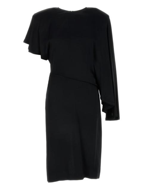 draped asymmetrical-sleeve dress