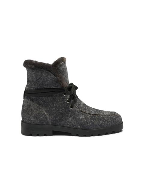 Women's grey suede ankle boot with fur