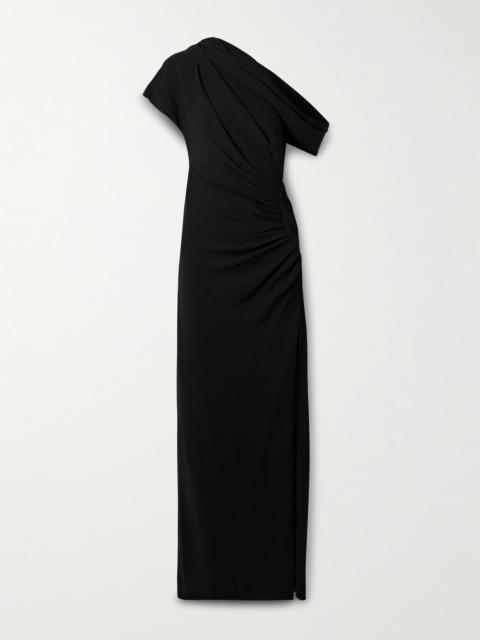 Kally One-shoulder Draped Pleated Crepe Gown