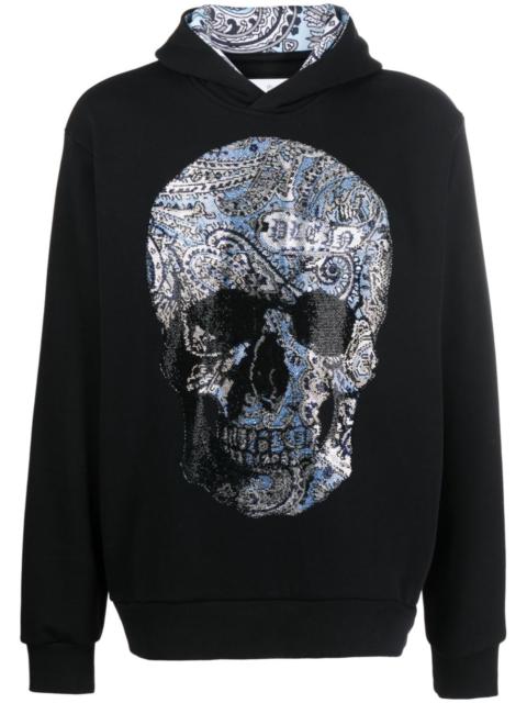 rhinestone-embellished skull hoodie