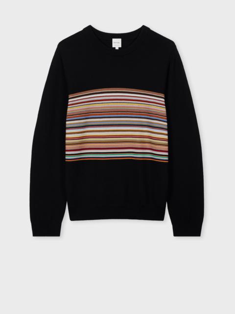 Black 'Signature Stripe' Block Wool Sweater