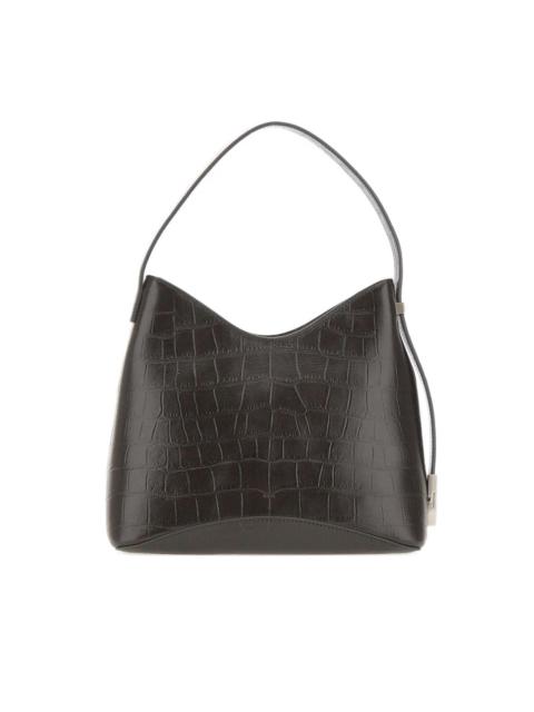 crocodile-effect leather shoulder bag