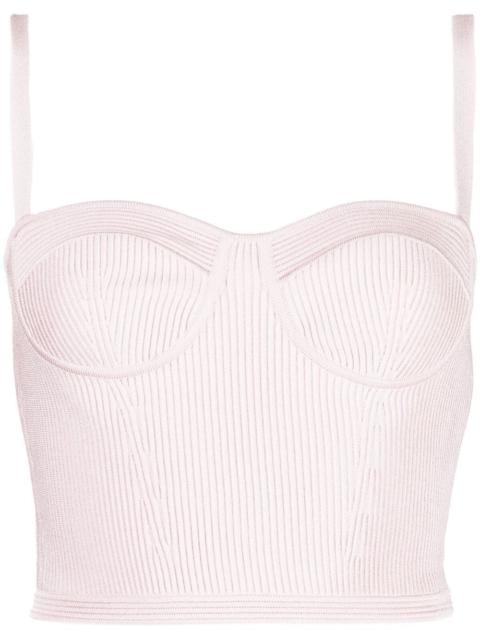rib-knitted bustier crop top
