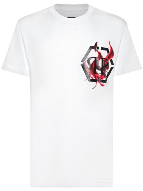 logo flame-print cotton T-shirt