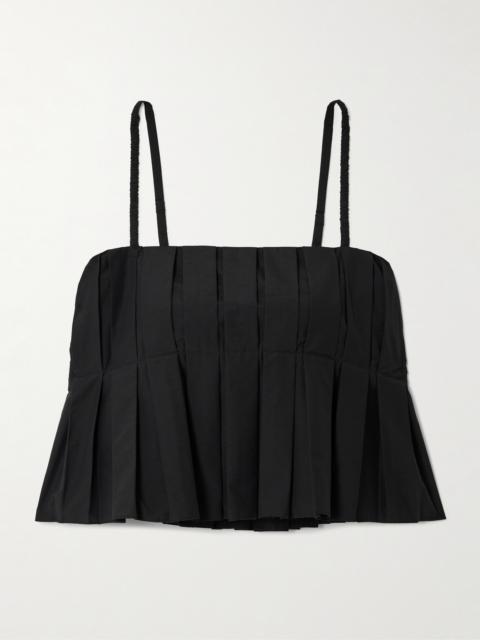 Pleated Cotton-blend Poplin Camisole