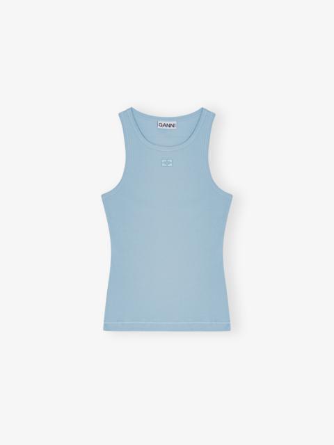 BLUE SOFT COTTON RIB TANK TOP