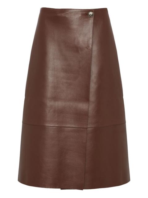 leather wrap midi skirt
